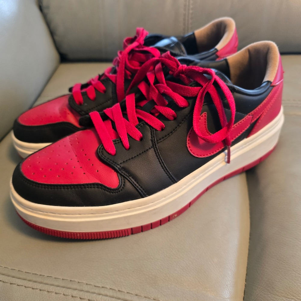 Nike Air Jordan‎ 1 Elevate Low SE Bred Black Red Platform DQ1823-006 Womens 9.5